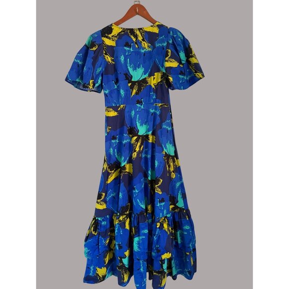 Christopher John Rogers V-Neck Maxi Dress With Flutter Sleeves & Bold Abstract P - Picture 6 of 9